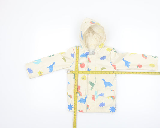 George Girls Beige Dinosaur Print Hooded Rain Coat 2-3 Years