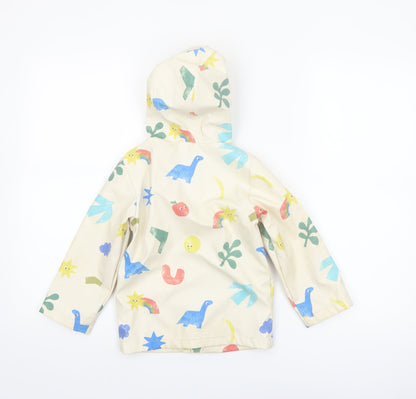George Girls Beige Dinosaur Print Hooded Rain Coat 2-3 Years
