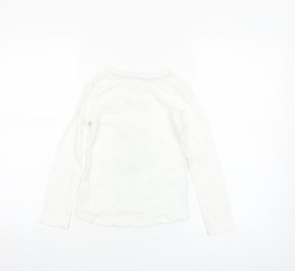 St. Bernard Girls White Graphic Long Sleeve Cotton T-Shirt Age 6