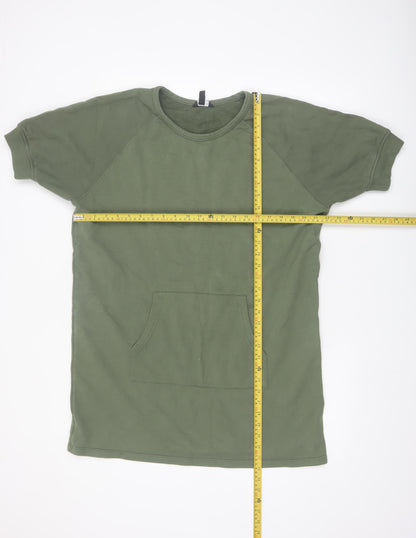 Baukjen Women Khaki Green Short Sleeve Pullover Sweatshirt Tunic UK 12