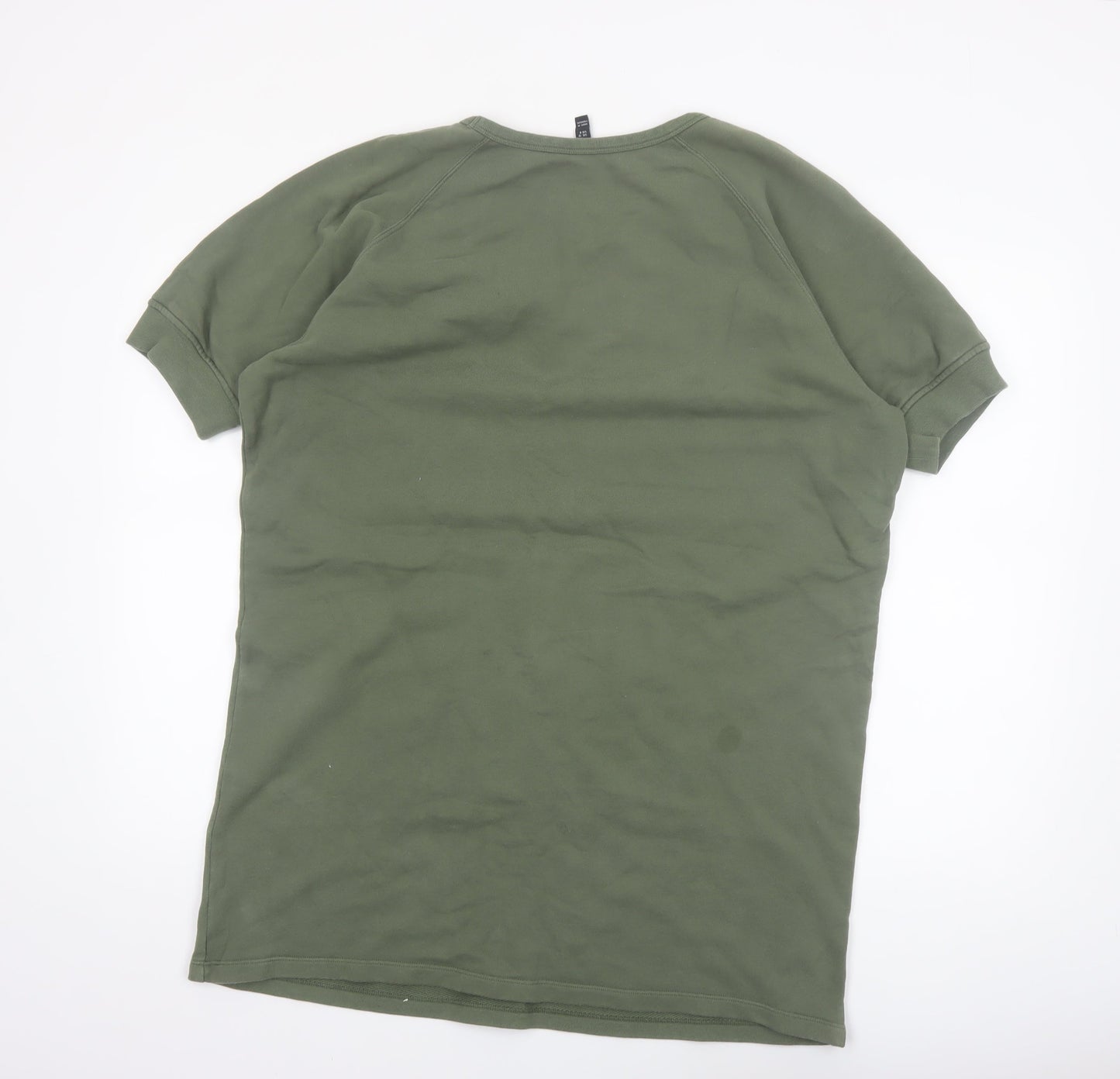 Baukjen Women Khaki Green Short Sleeve Pullover Sweatshirt Tunic UK 12