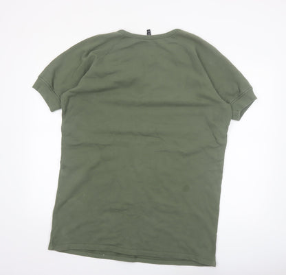 Baukjen Women Khaki Green Short Sleeve Pullover Sweatshirt Tunic UK 12