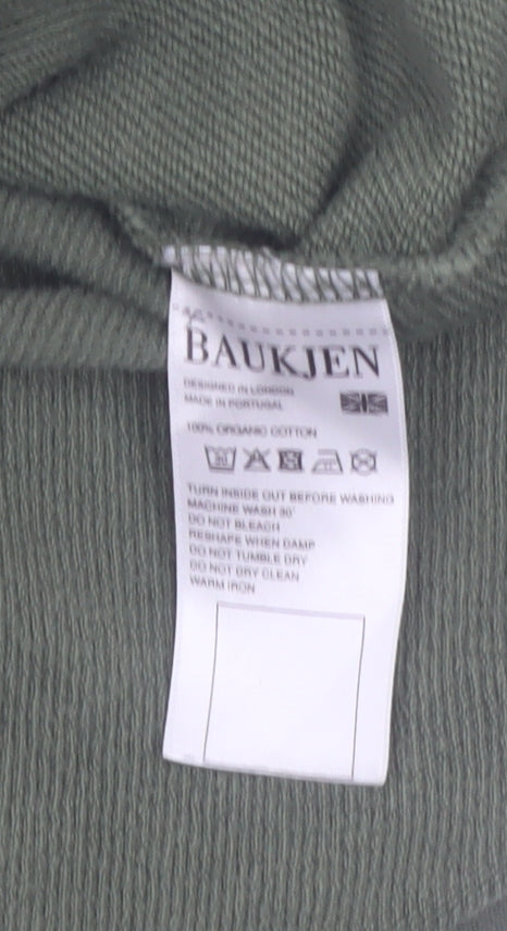 Baukjen Women Khaki Green Short Sleeve Pullover Sweatshirt Tunic UK 12