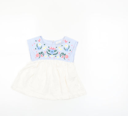Zara Girls Multicoloured Embroidered Cotton Tunic Blouse 3-4 Years