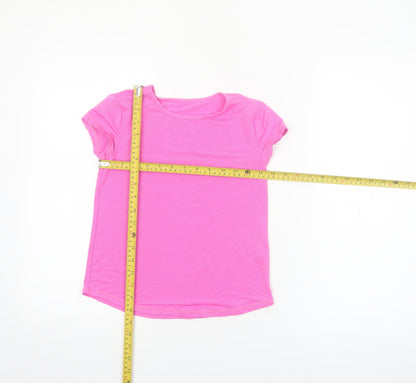 St. Bernard Girls Pink Striped Short Sleeve T-Shirt Age 7-8 Years Polyester Blend