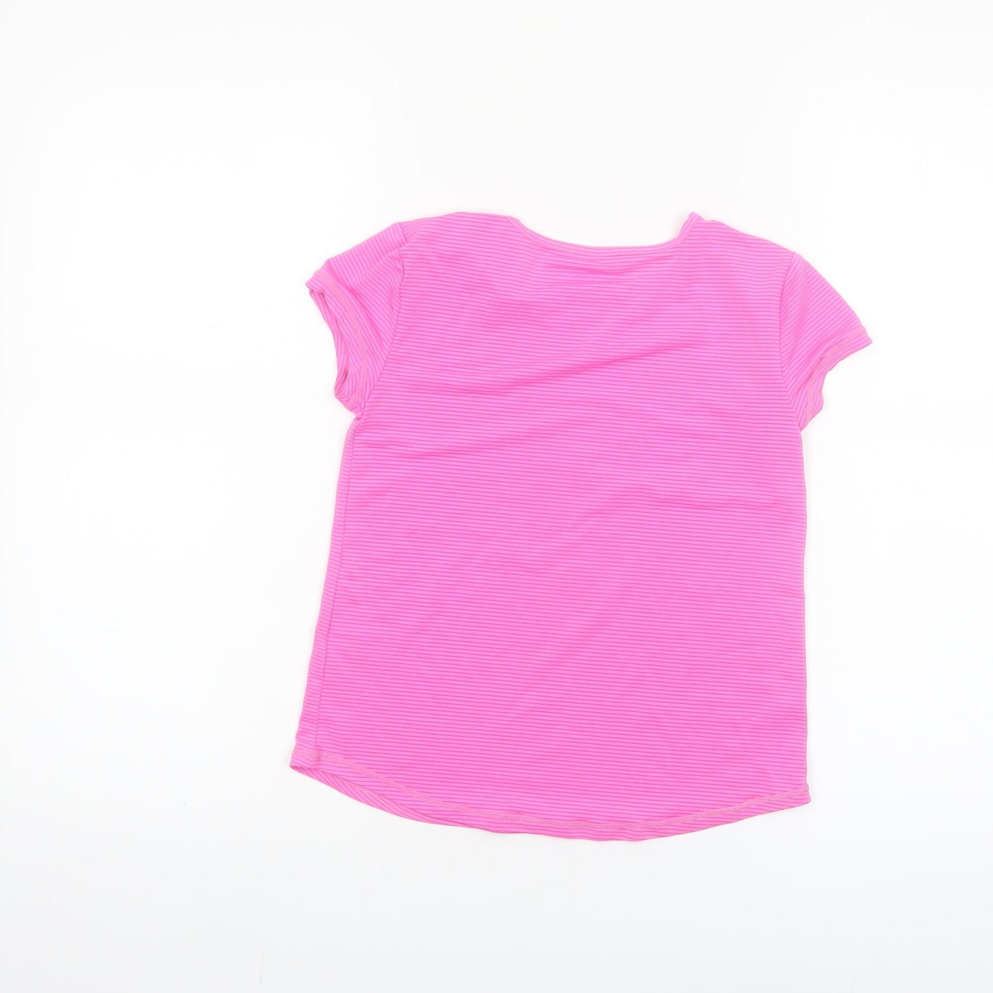 St. Bernard Girls Pink Striped Short Sleeve T-Shirt Age 7-8 Years Polyester Blend