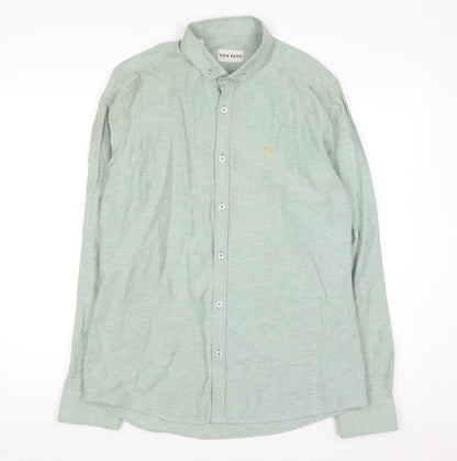 Tom Penn Men's Green Long Sleeve Button-Down Casual Shirt L