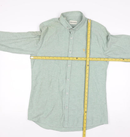 Tom Penn Men's Green Long Sleeve Button-Down Casual Shirt L