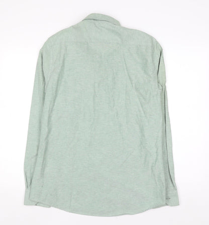 Tom Penn Men's Green Long Sleeve Button-Down Casual Shirt L