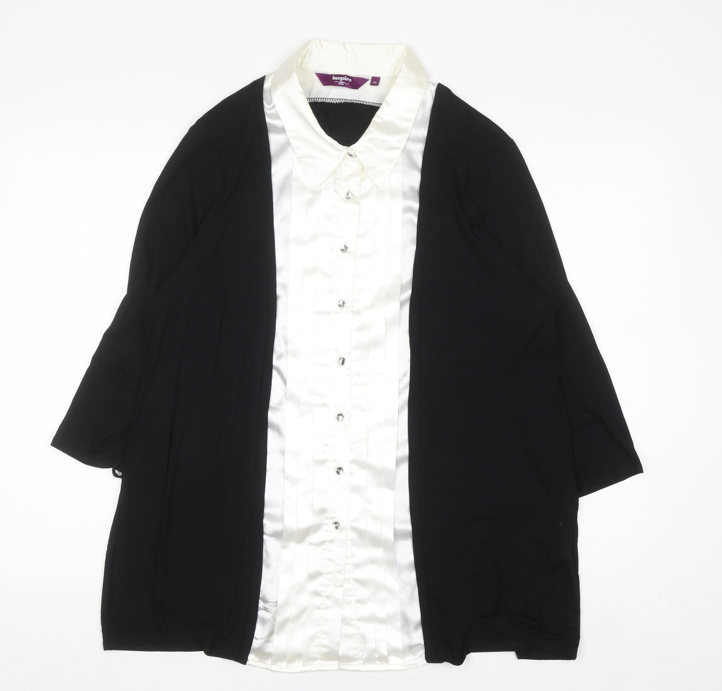 New Look Inspire Women's Plus Size 22 Black Ivory Button Blouse