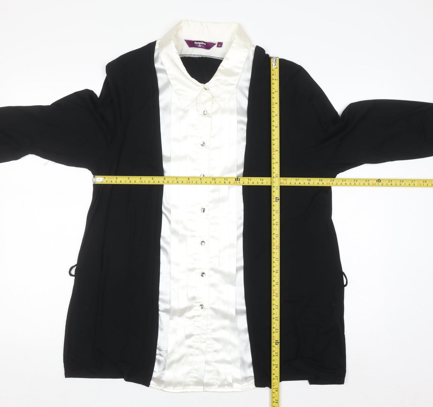 New Look Inspire Women's Plus Size 22 Black Ivory Button Blouse