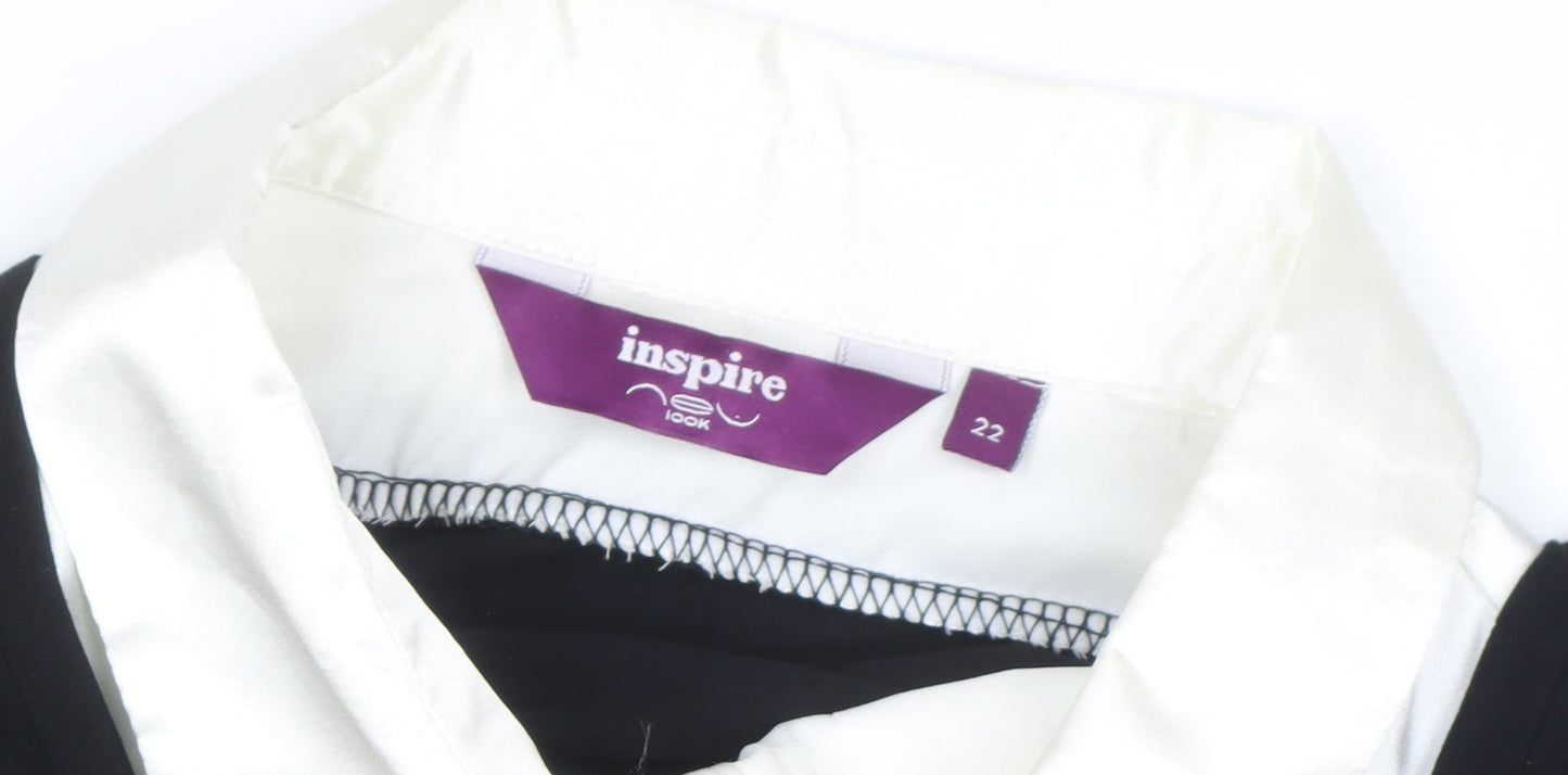 New Look Inspire Women's Plus Size 22 Black Ivory Button Blouse