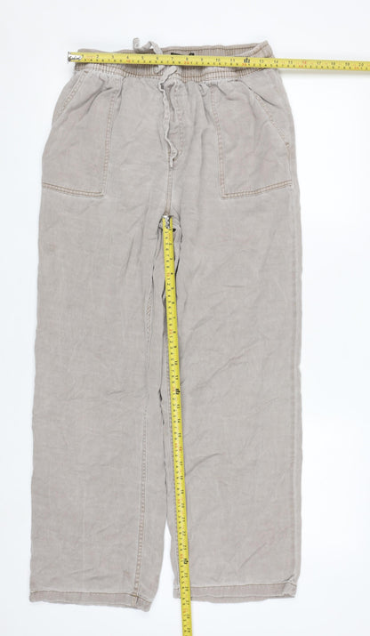 Dunnes Stores Mens Beige Relaxed Fit Lyocell Cotton Casual Trousers M