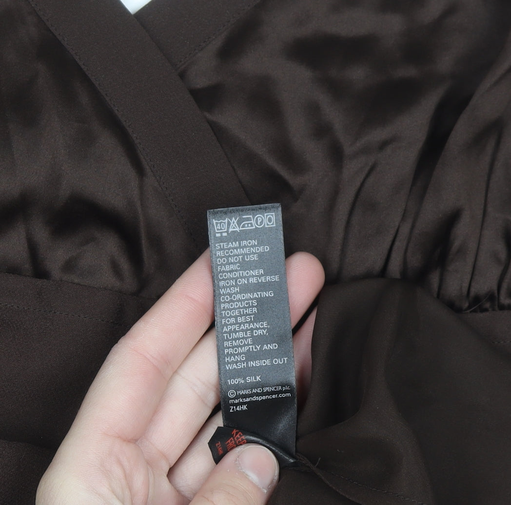 Marks and Spencer Women Brown Silk Camisole Top UK 16