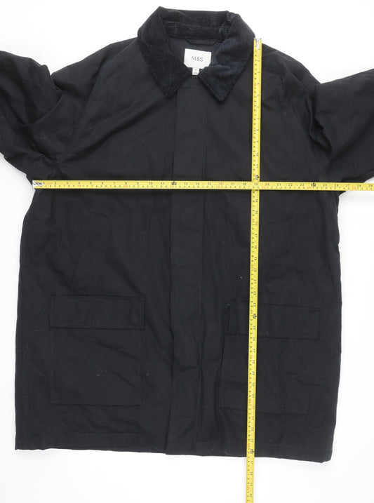 Marks and Spencer Men's Black 3XL Cotton Overcoat Lined Workwear