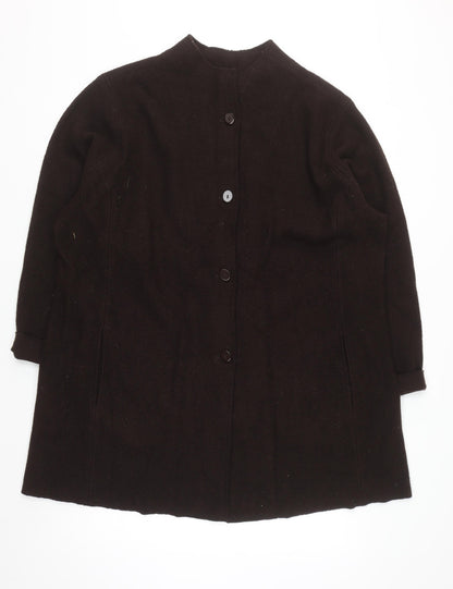 Mandarin Blue Unisex Adults Brown Wool Mid-Length Overcoat 2XL