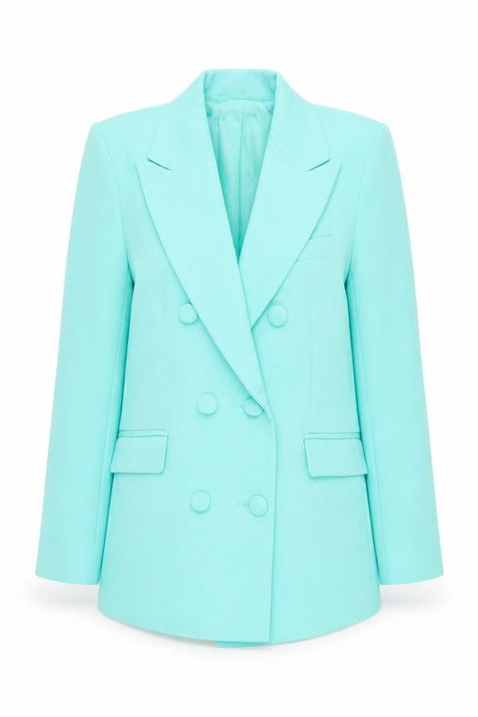 Primark Women Blue Blazer Size 4 Double Breasted Lined Jacket