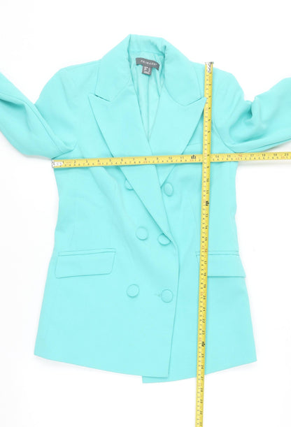 Primark Women Blue Blazer Size 4 Double Breasted Lined Jacket