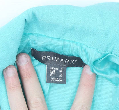 Primark Women Blue Blazer Size 4 Double Breasted Lined Jacket