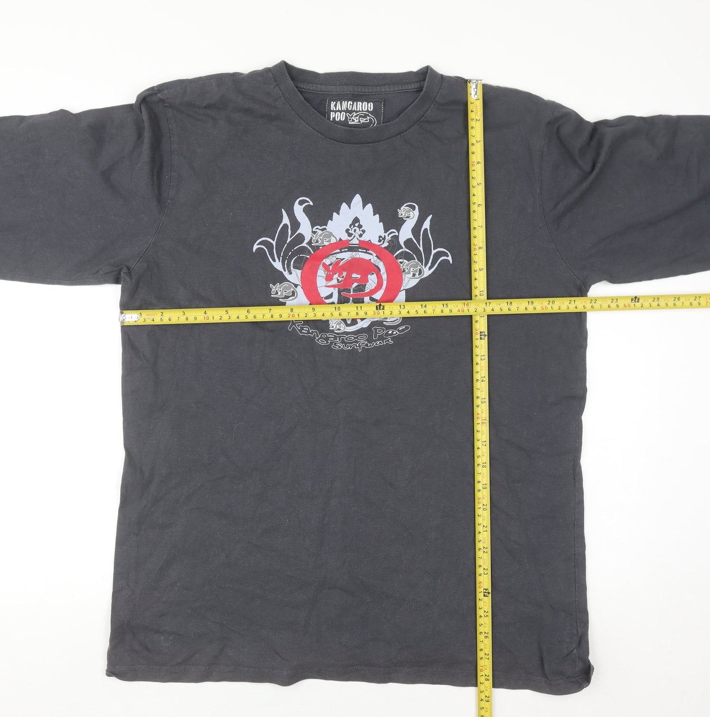 Kangaroo Poo Men's Black Long Sleeve Graphic Cotton Top L