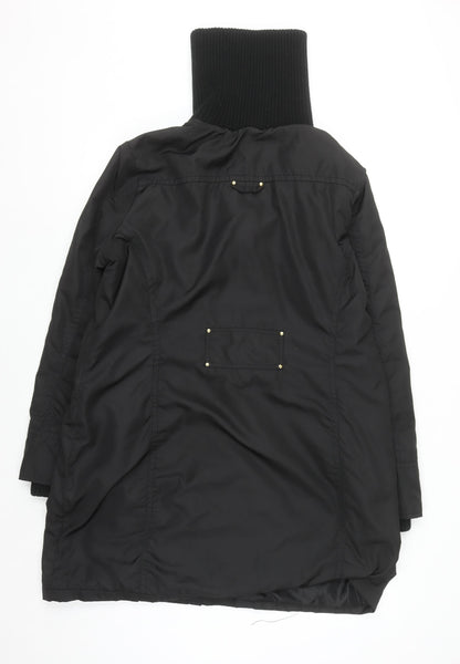 Wallis Womens Black Long Parka Coat Size 18 with High Collar