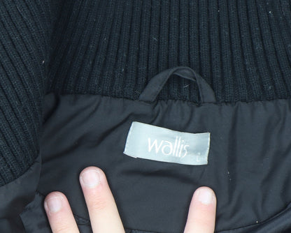 Wallis Womens Black Long Parka Coat Size 18 with High Collar