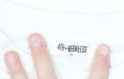 4th & Reckless Women Black White Striped Paris Pullover Sweatshirt XXL