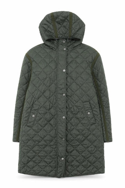 Dunnes Men's Green Quilted Hooded Long Coat Size S
