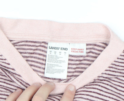 Lands' End Womens Pink Striped Pullover Jumper Medium