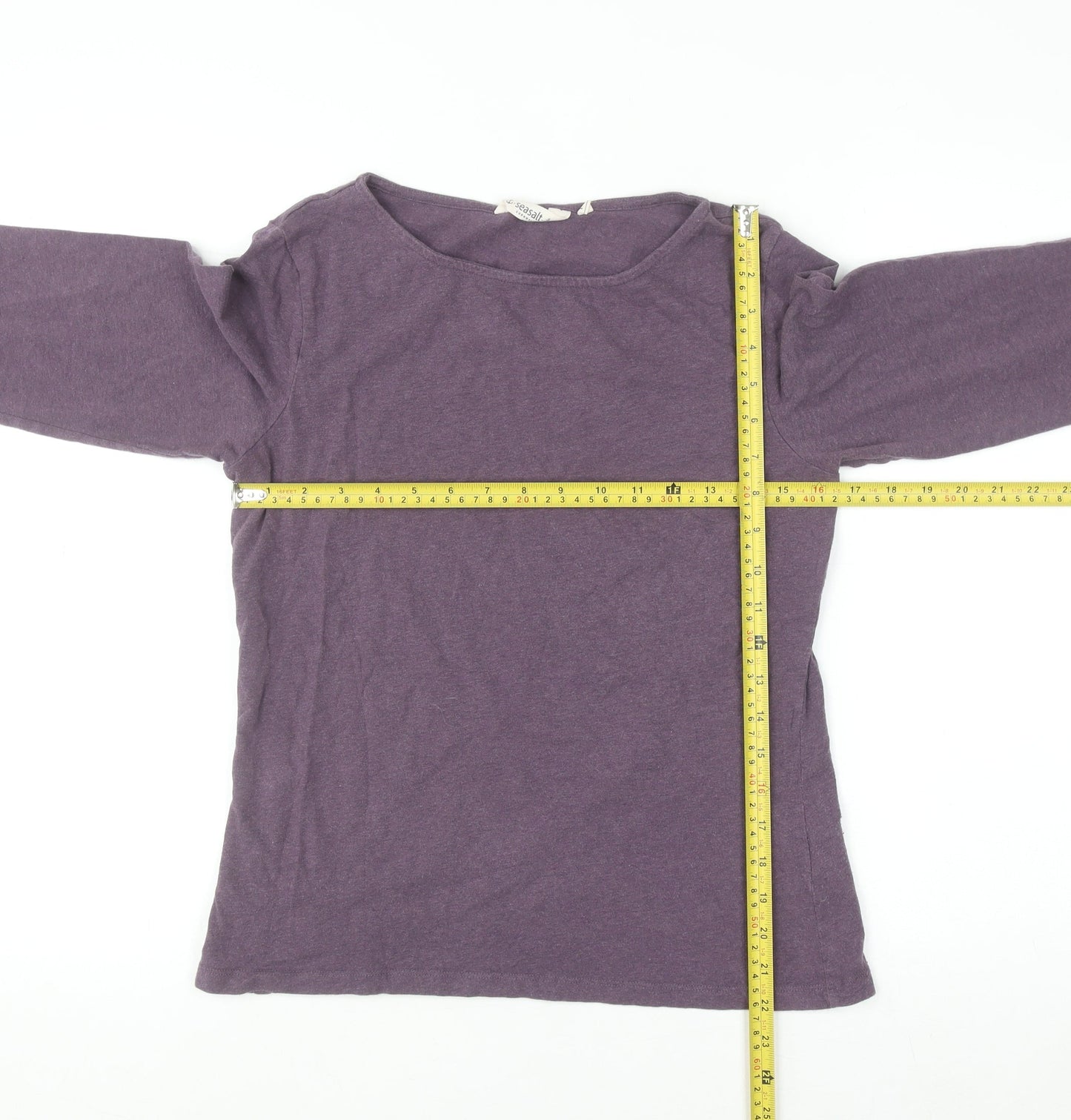 Seasalt Cornwall Women’s Purple 3/4 Sleeve Cotton Stretch Top UK 14