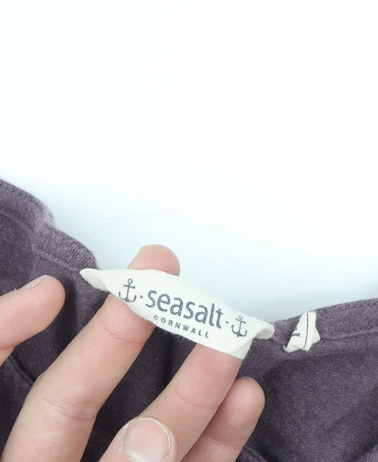 Seasalt Cornwall Women’s Purple 3/4 Sleeve Cotton Stretch Top UK 14