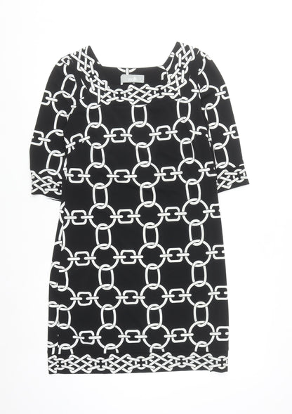 Wallis Women Black Geometric Shift Dress Size 10