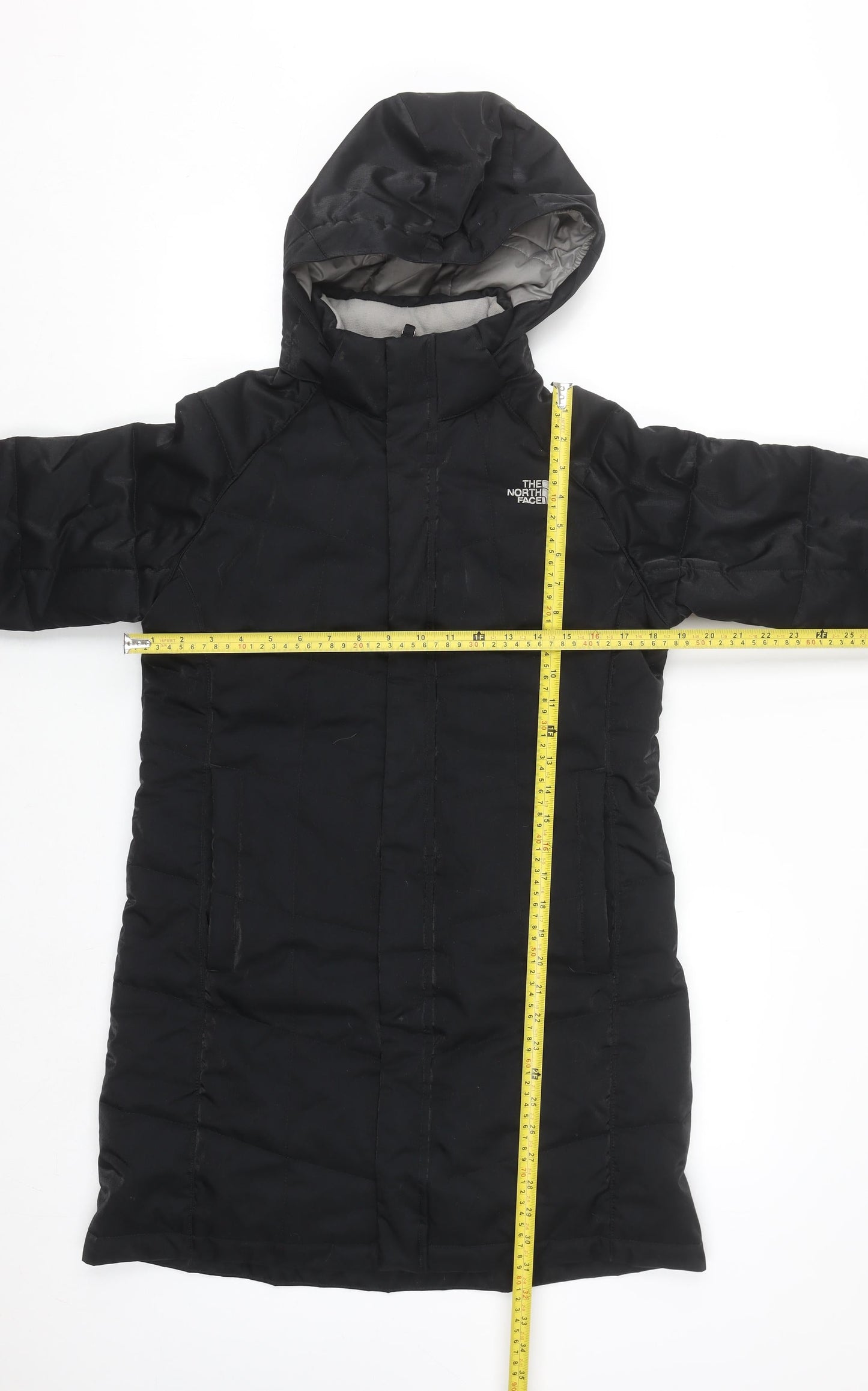 The North Face Teens Black Long Puffer Coat Hooded L Waterproof Lined
