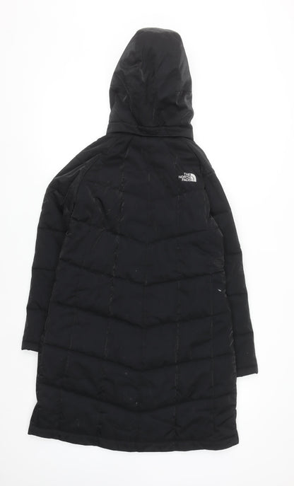 The North Face Teens Black Long Puffer Coat Hooded L Waterproof Lined
