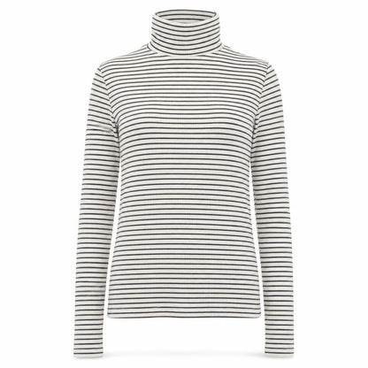 New Look Women's White Black Striped Roll Neck Jumper Size 10