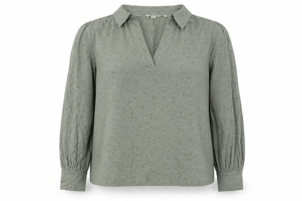 Boden Women Green Long Sleeve Collared Cotton Blouse UK 14