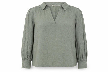 Boden Women Green Long Sleeve Collared Cotton Blouse UK 14
