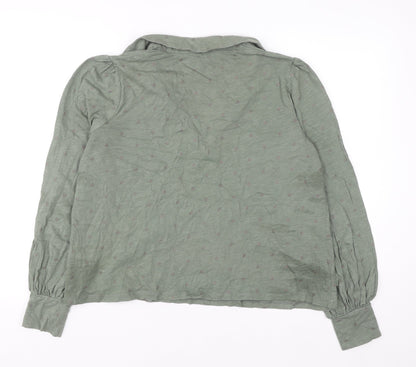 Boden Women Green Long Sleeve Collared Cotton Blouse UK 14