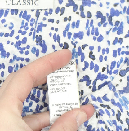 Marks and Spencer Women Blue Abstract Jersey Blouse Size 10