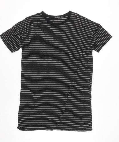 Boohoo Women Black Striped T-Shirt Dress Size 10