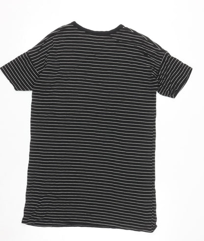 Boohoo Women Black Striped T-Shirt Dress Size 10