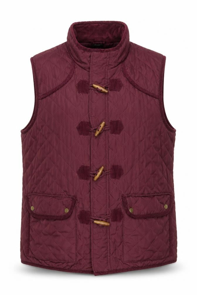 Cotton Traders Women's Red Quilted Toggle Waistcoat L