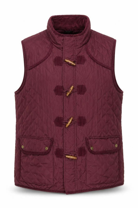 Cotton Traders Women's Red Quilted Toggle Waistcoat L
