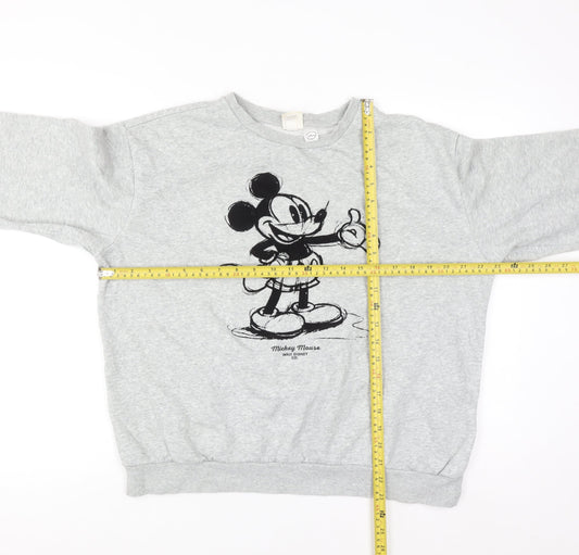 H&M Disney Women Grey Mickey Mouse Sweatshirt Size M