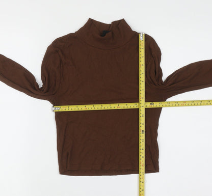 Urban Outfitters Women Brown Roll Neck Slim Fit Ribbed Jumper Size M