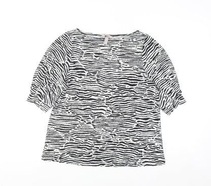 H&M Women's Black & White Animal Print Puff Sleeve Blouse Size S