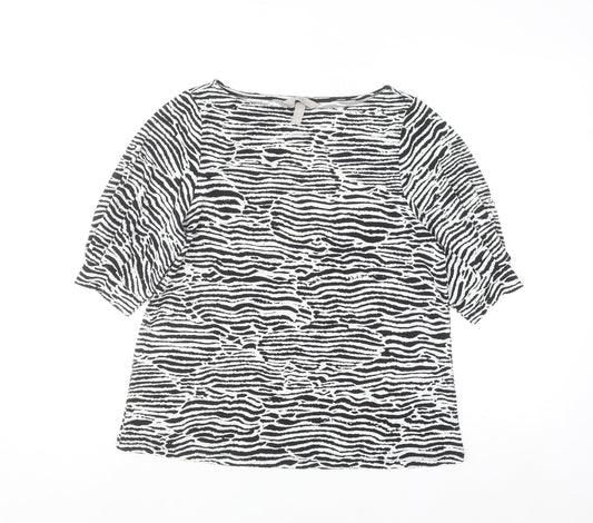 H&M Women's Black & White Animal Print Puff Sleeve Blouse Size S