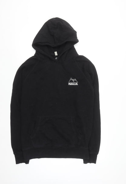 Parallel Men's Black Large Pullover Hoodie Fleece Cotton Blend