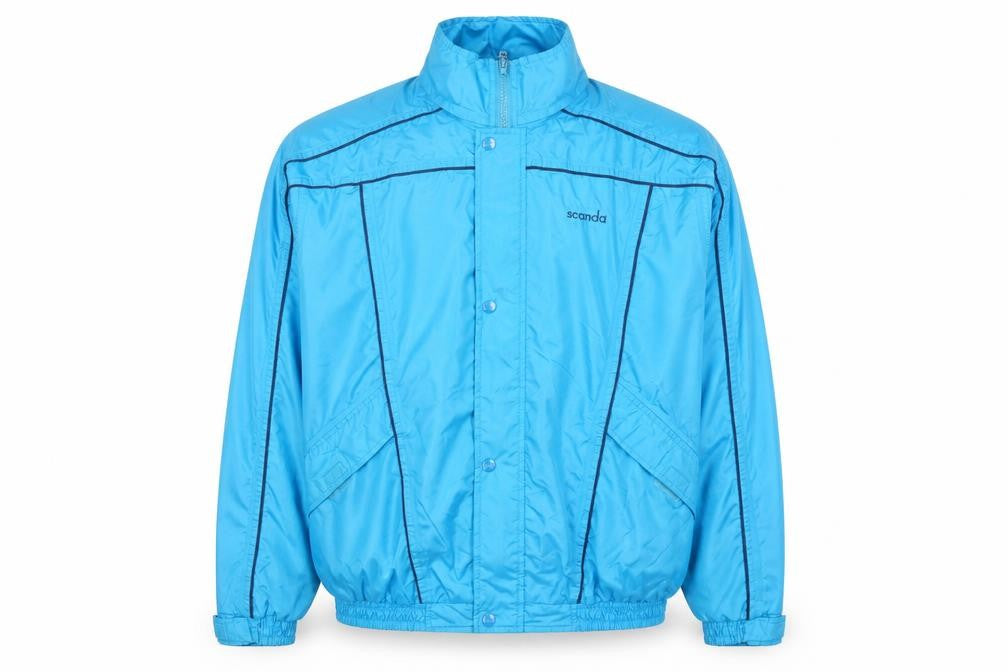 Scanda Men's Blue Windbreaker Jacket L Lightweight Water Resistant