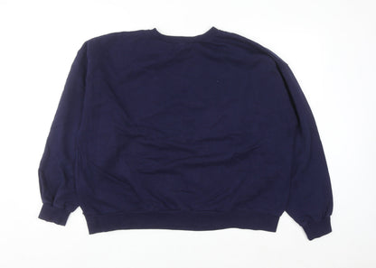 Pull&Bear Men's Blue 'New York Athletic' Crew Neck Sweatshirt L